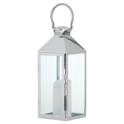 Stainless Steel Lantern With Wax Flickering Flame Candle